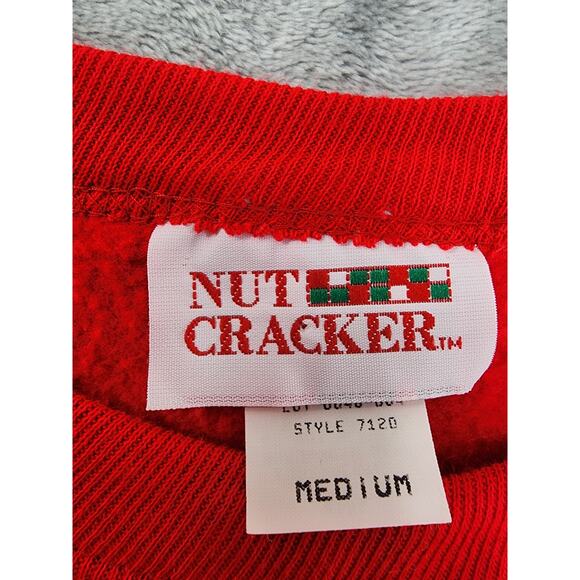 Vintage 90s Nutcracker Dual-Sided Teddy Bear Christmas Sweatshirt Size M Red - Picture 5 of 10